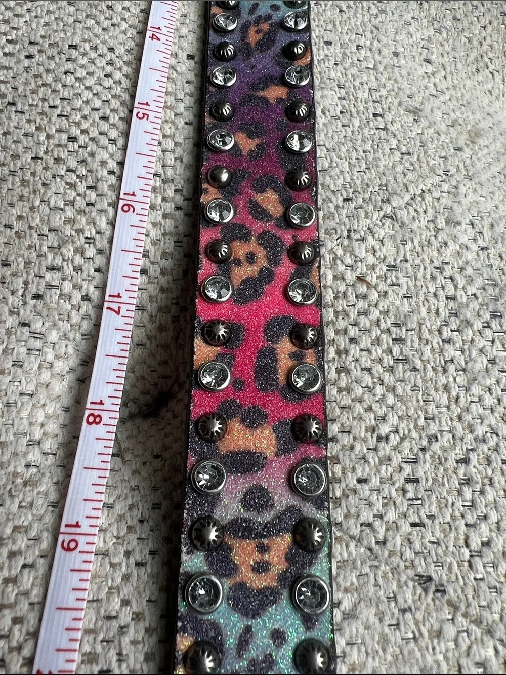 Kids Multicolor Leopard Print Studded Belt with Decorative Silver Buckle